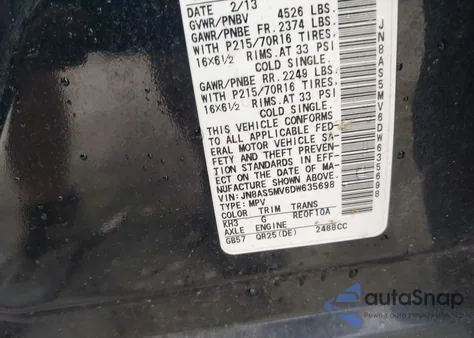 2013 Nissan Rogue S z USA, uszkodzony, nr VIN JN8AS5MV6DW635698